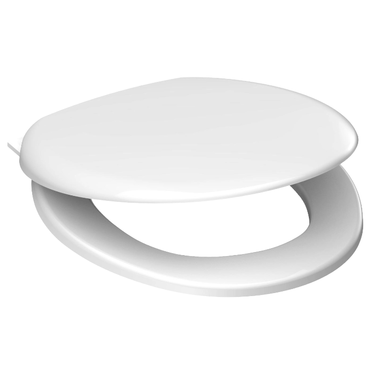 Vit toalettsits universal i Duroplast - BĂST. CC-mĂ„tt: 105-170mm LĂ€ngd: 435-470mm Bredd: 377mm.