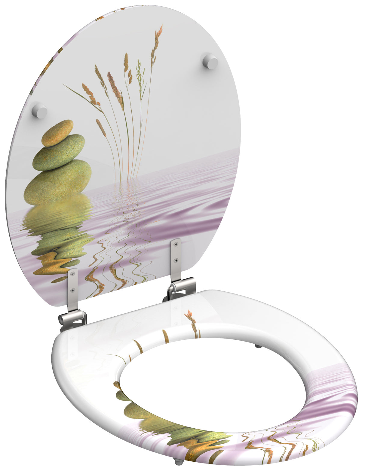 Mönstrad toalettsits universal med trÀkÀrna - BRA. CC-mÄtt: 125-175mm LÀngd: 430-455mm Bredd: 370mm.