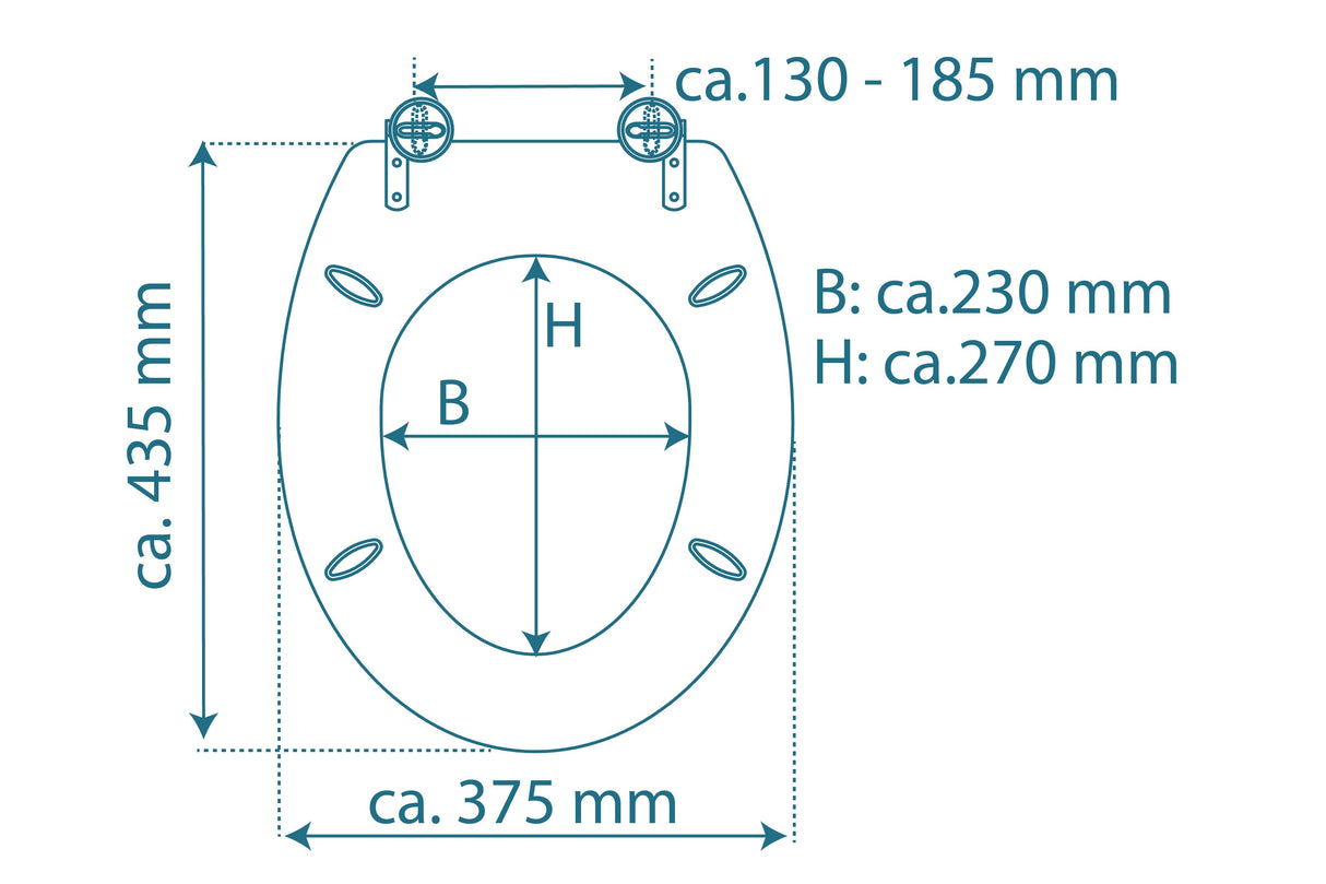 Vit toalettsits universal med trĂ€kĂ€rna - BĂTTRE. CC-mĂ„tt: 130-185mm LĂ€ngd: 425-475mm Bredd: 375mm.