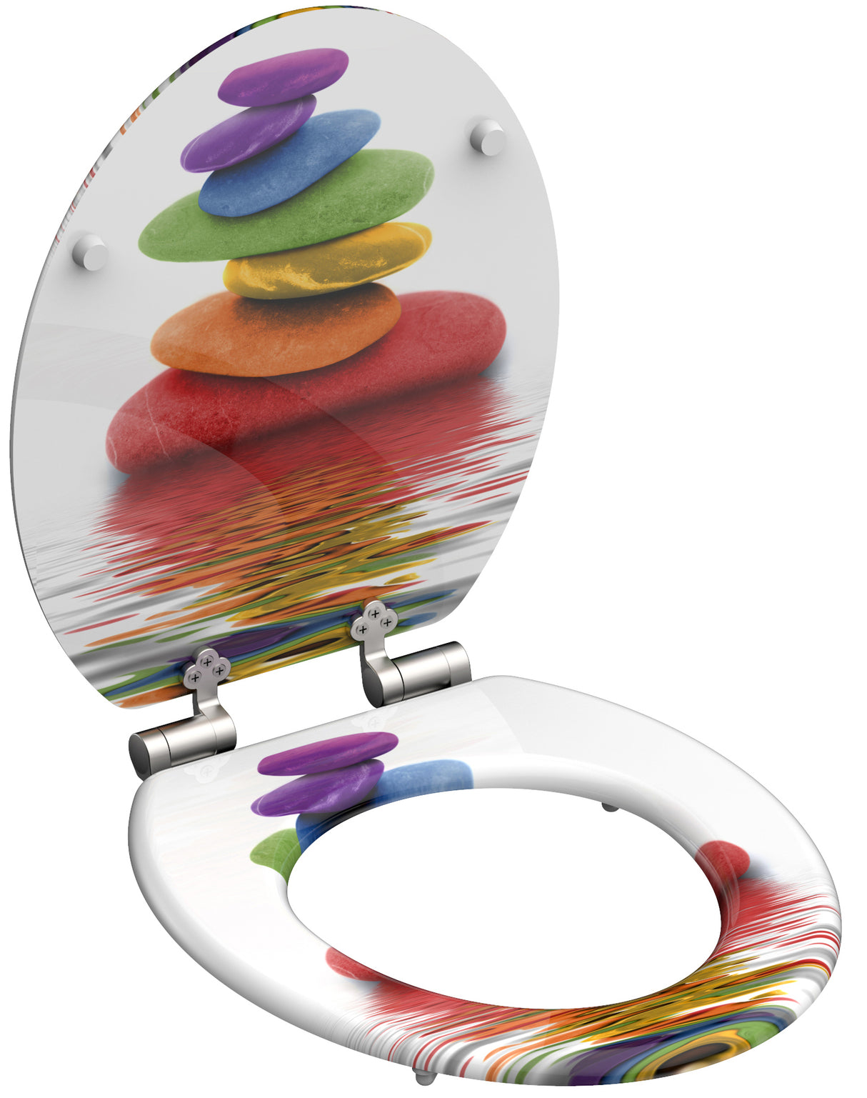 Mönstrad toalettsits universal med trĂ€kĂ€rna - BĂTTRE. CC-mĂ„tt: 130-185mm LĂ€ngd: 425-475mm Bredd: 375mm.