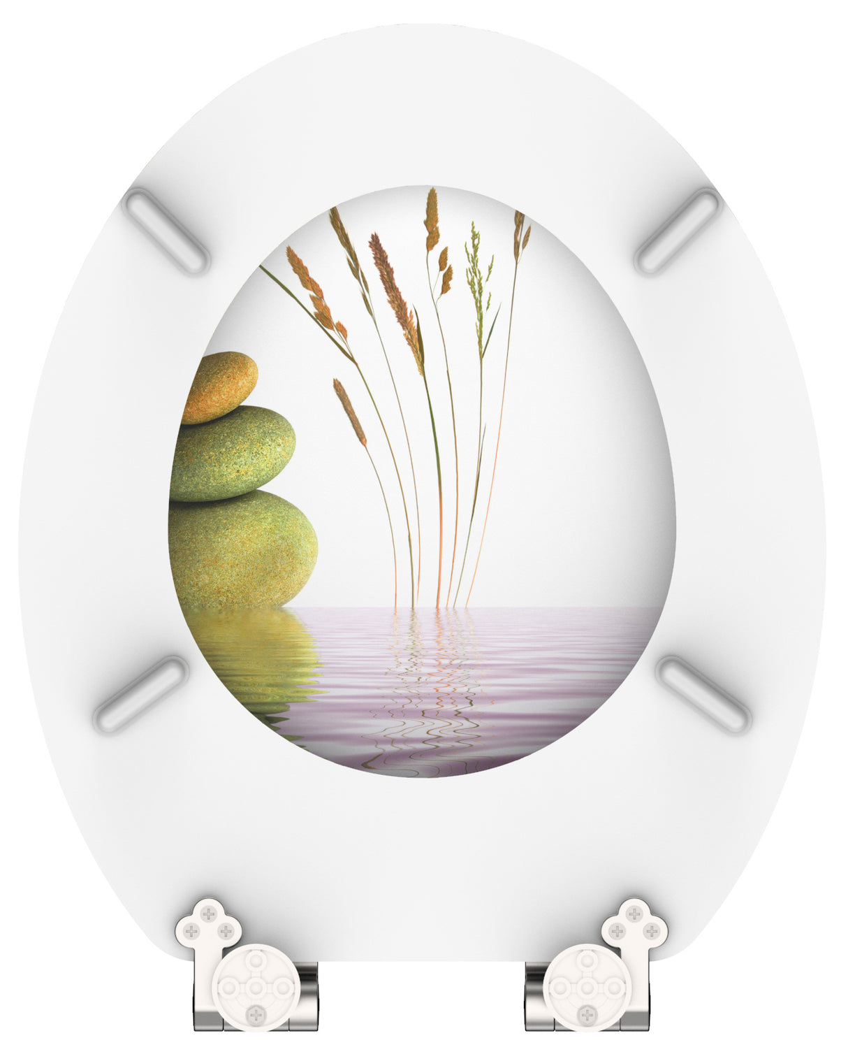 Mönstrad toalettsits universal med trĂ€kĂ€rna - BĂTTRE. CC-mĂ„tt: 130-185mm LĂ€ngd: 425-475mm Bredd: 375mm.