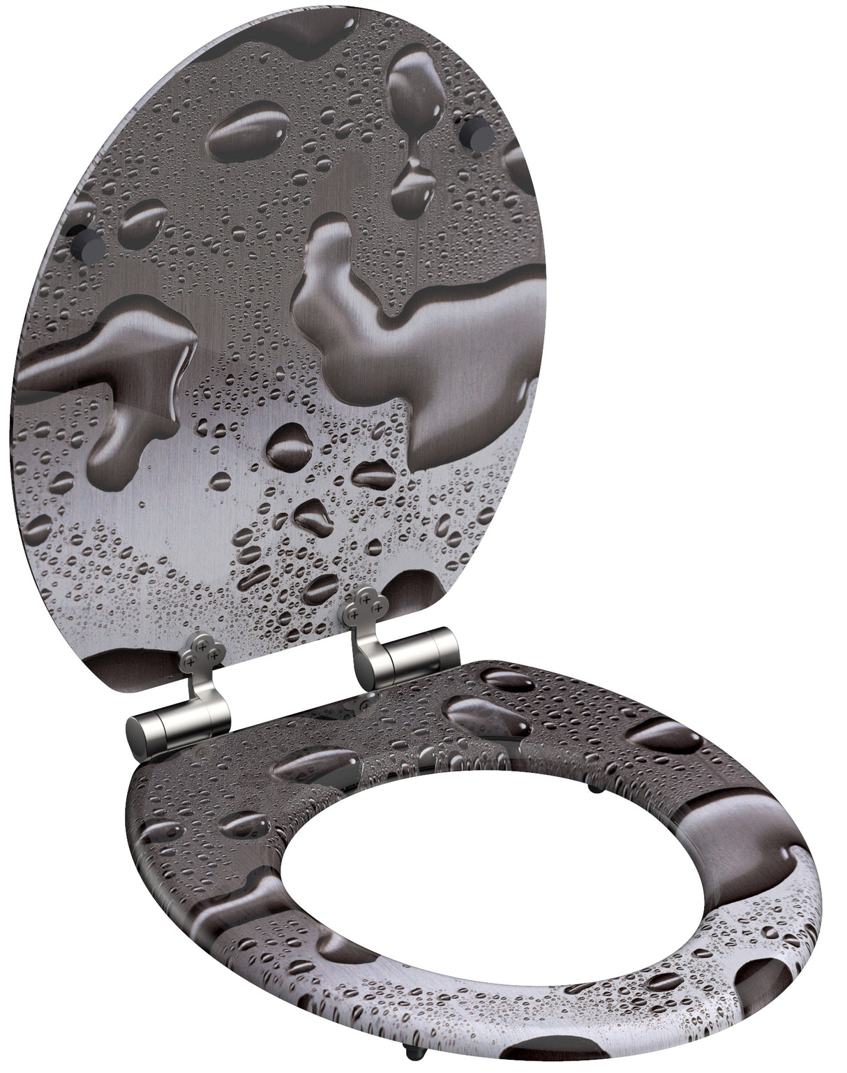 Mönstrad toalettsits universal med trĂ€kĂ€rna - BĂTTRE. CC-mĂ„tt: 130-185mm LĂ€ngd: 425-475mm Bredd: 375mm.