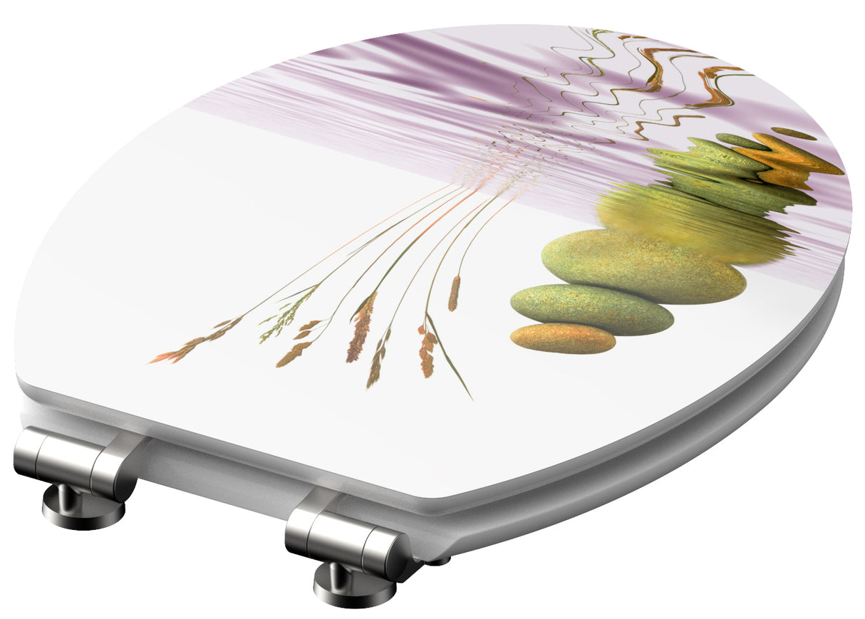 Högblank mönstrad toalettsits universal med trĂ€kĂ€rna - BĂTTRE. CC-mĂ„tt: 130-185mm LĂ€ngd: 425-475mm Bredd: 370mm.