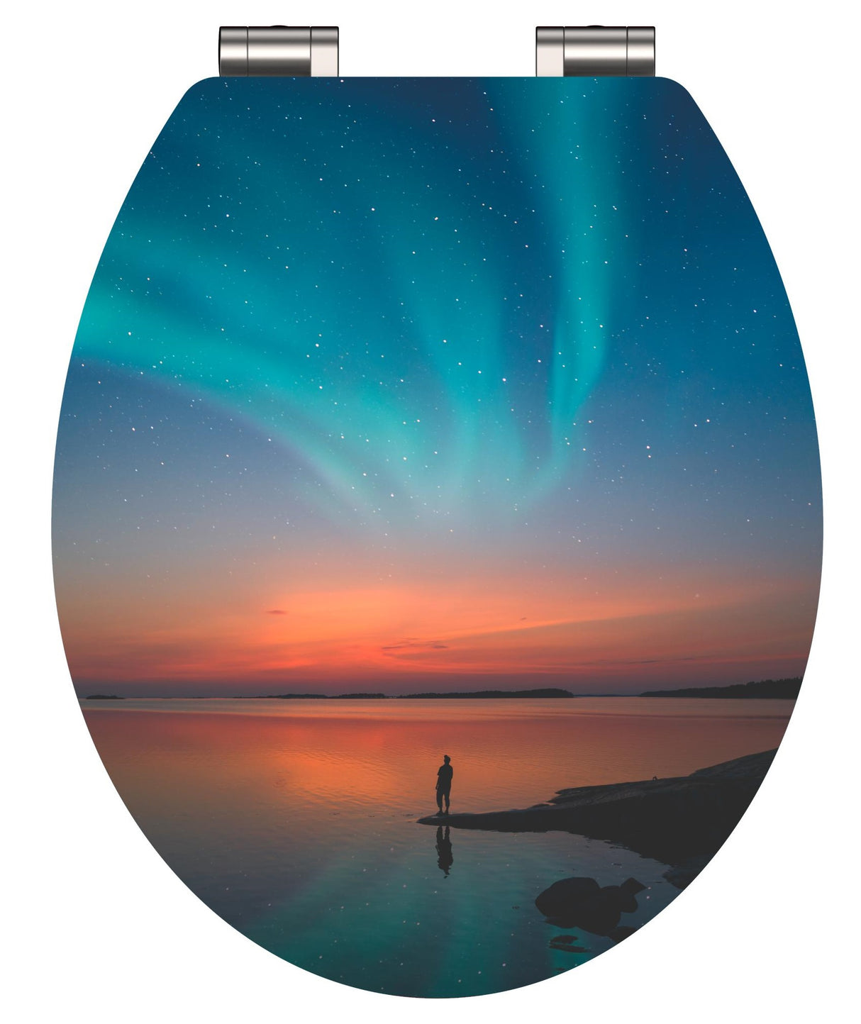 Högblank mönstrad toalettsits universal med trĂ€kĂ€rna - BĂTTRE. CC-mĂ„tt: 130-185mm LĂ€ngd: 425-475mm Bredd: 370mm.