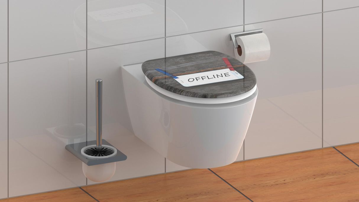 Mönstrad toalettsits universal i Duroplast - BĂTTRE. CC-mĂ„tt: 125-210mm LĂ€ngd: 425-435mm Bredd: 373mm.