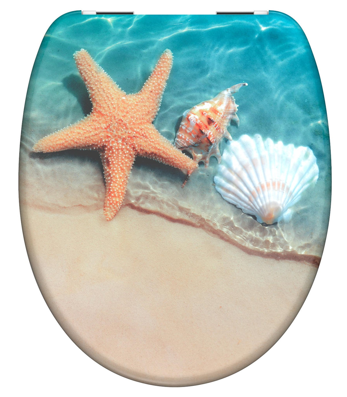 Mönstrad toalettsits universal i Duroplast - BĂTTRE. CC-mĂ„tt: 125-210mm LĂ€ngd: 425-435mm Bredd: 373mm.