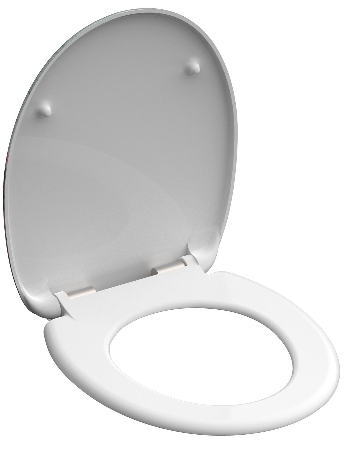 Mönstrad toalettsits universal i Duroplast - BĂTTRE. CC-mĂ„tt: 125-210mm LĂ€ngd: 425-435mm Bredd: 373mm.