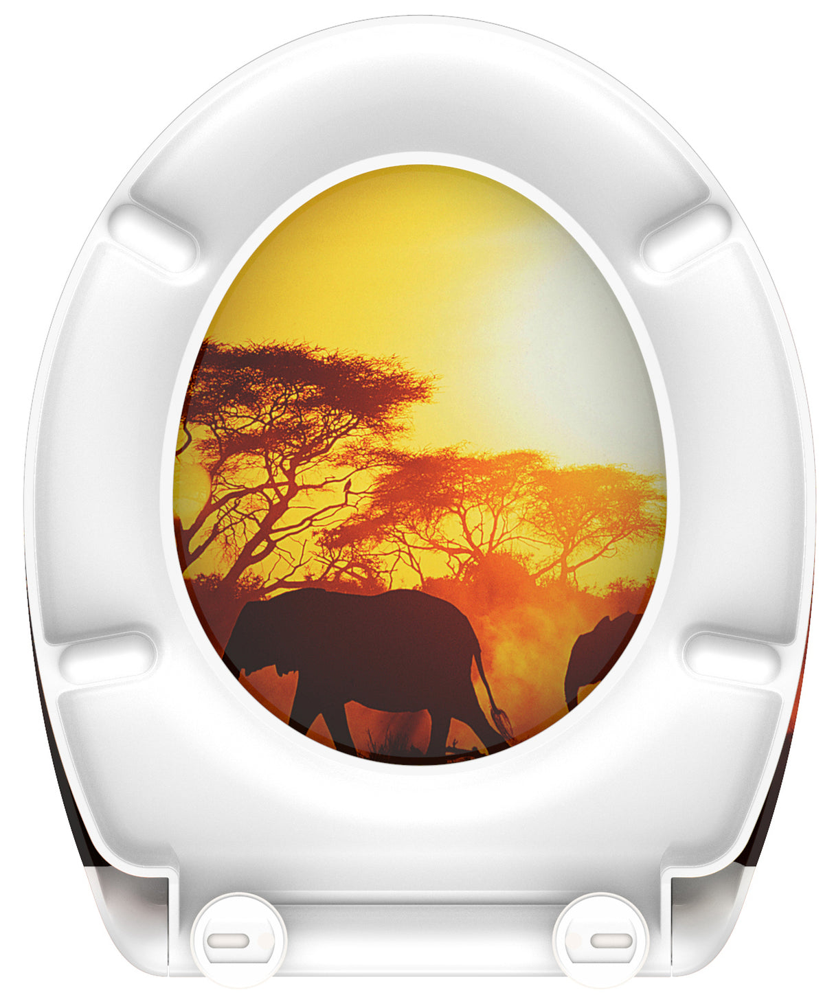 Mönstrad toalettsits universal i Duroplast - BĂST. CC-mĂ„tt: 90-190mm LĂ€ngd: 405-460mm Bredd: 375mm.