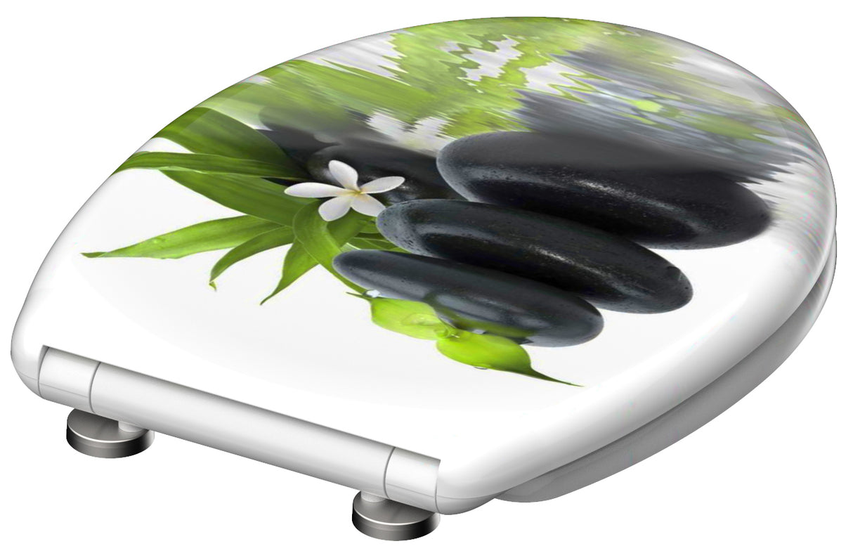 Mönstrad toalettsits universal i Duroplast - BĂST. CC-mĂ„tt: 90-190mm LĂ€ngd: 405-460mm Bredd: 375mm.