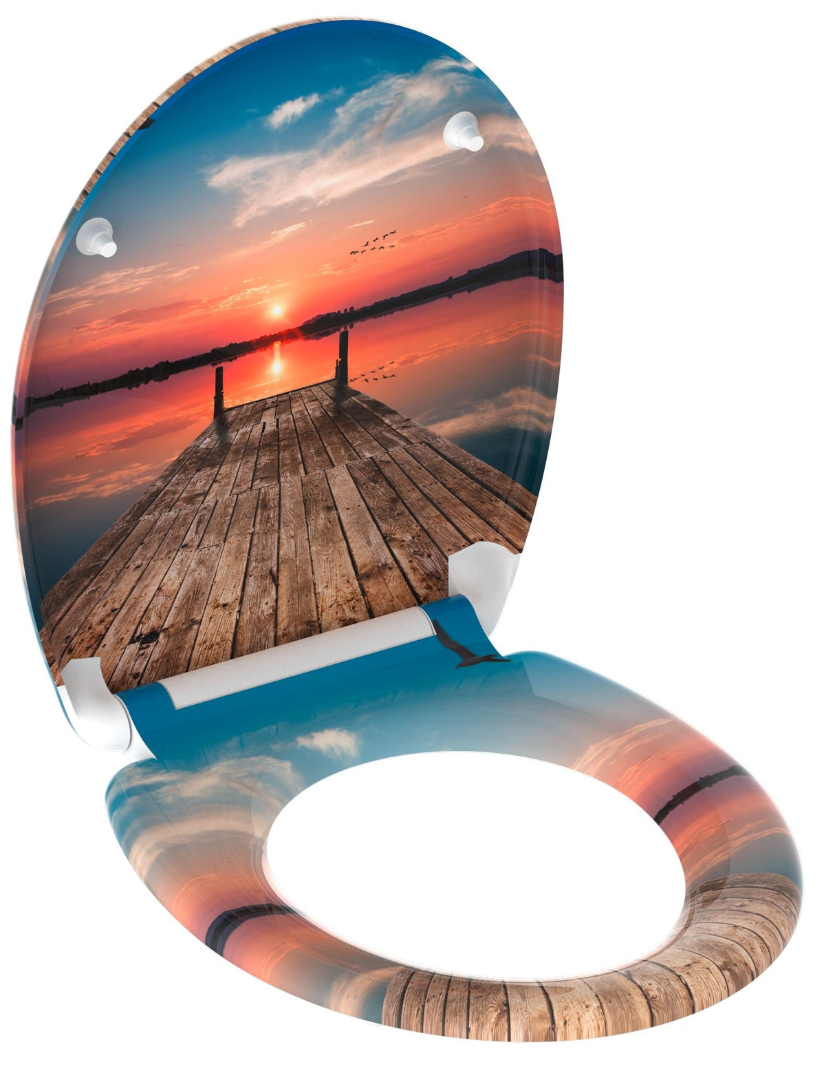 Mönstrad toalettsits universal i Duroplast - BĂST. CC-mĂ„tt: 90-190mm LĂ€ngd: 405-460mm Bredd: 375mm.