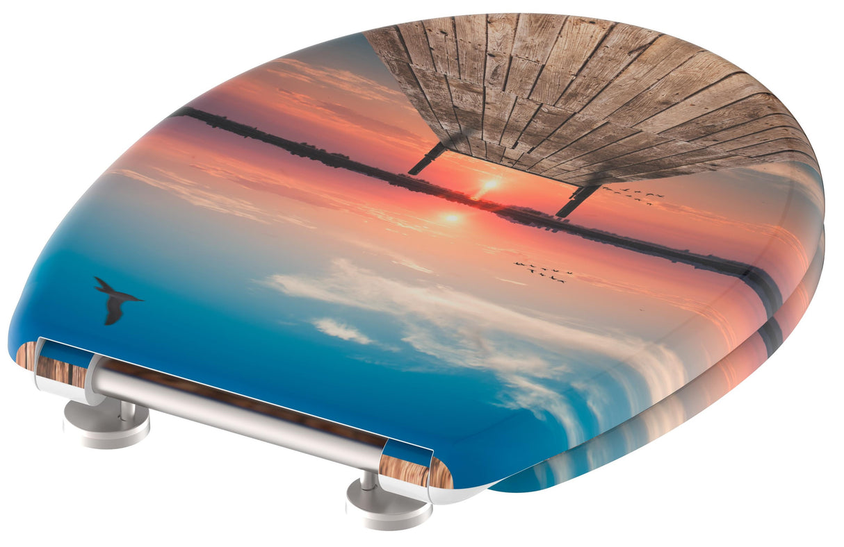 Mönstrad toalettsits universal i Duroplast - BĂST. CC-mĂ„tt: 90-190mm LĂ€ngd: 405-460mm Bredd: 375mm.