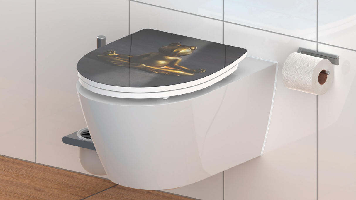 Högblank mönstrad toalettsits universal i Duroplast - BĂST. CC-mĂ„tt: 90-190mm LĂ€ngd: 435-490mm Bredd: 374mm.