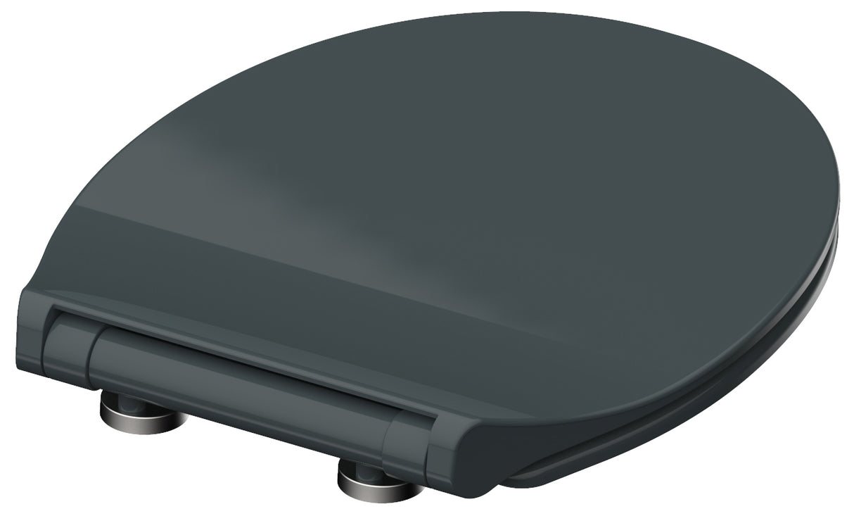 Antracit slimmad toalettsits universal i Duroplast - BĂST. CC-mĂ„tt: 70-190mm LĂ€ngd: 415-455mm Bredd: 380mm.