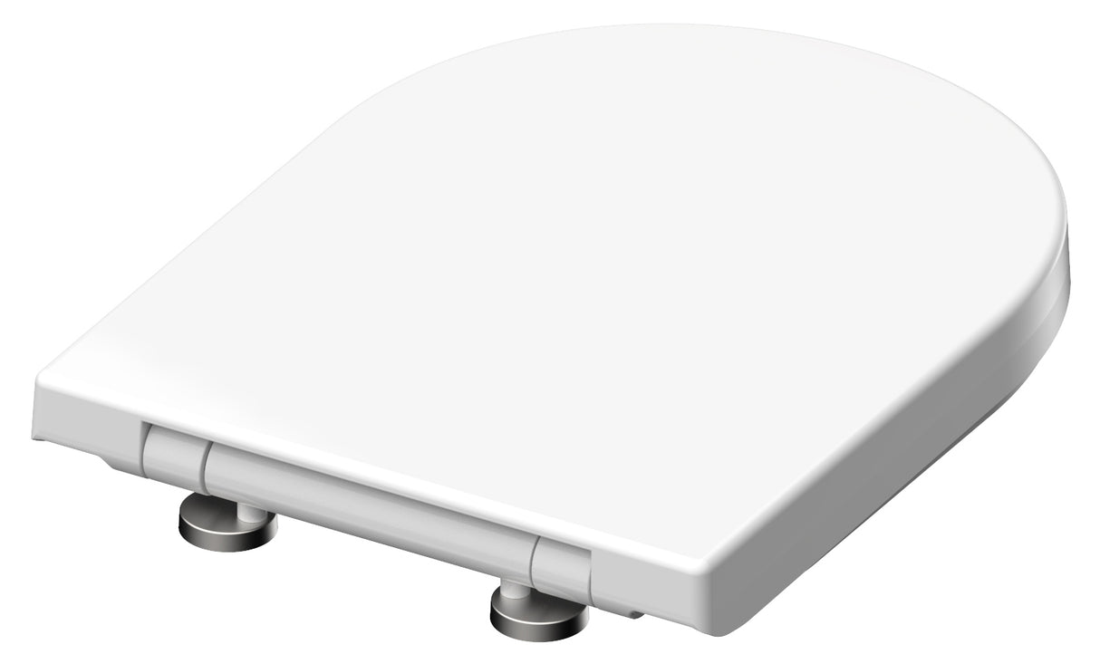 Vit toalettsits D-formad universal i Duroplast - BÄST. CC-mått: 60-160mm Längd: 425-480mm Bredd: 345mm.