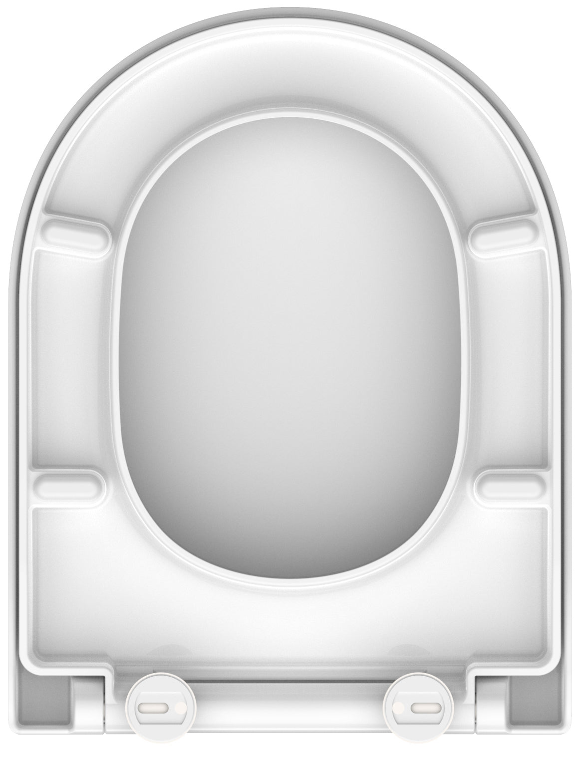 Vit toalettsits D-formad universal i Duroplast - BĂST. CC-mĂ„tt: 90-190mm LĂ€ngd: 425-480mm Bredd: 345mm.