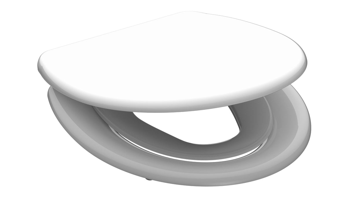 Vit toalettsits universal anpassad för barn - BĂST. CC-mĂ„tt: 90-190mm LĂ€ngd: 415-455mm Bredd: 371mm.