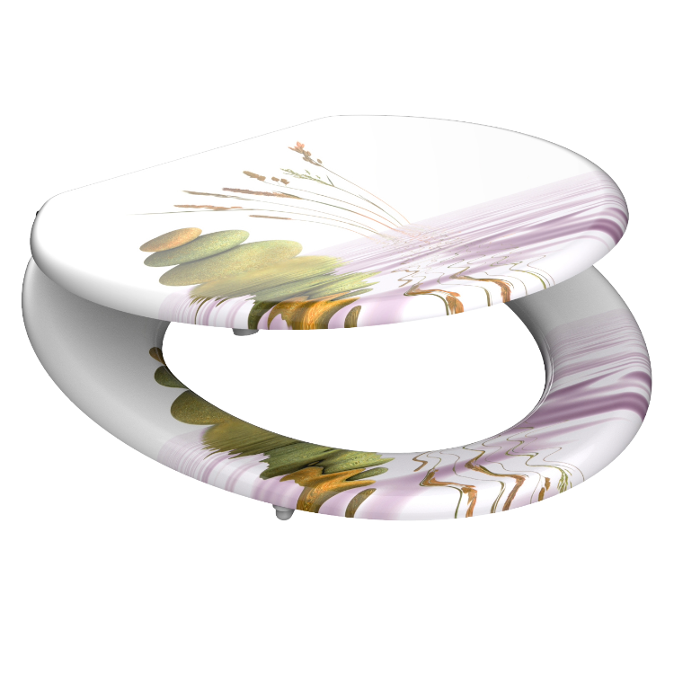 Mönstrad toalettsits universal med trÀkÀrna - BRA. CC-mÄtt: 125-175mm LÀngd: 430-455mm Bredd: 370mm.