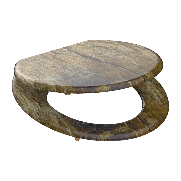 Mönstrad toalettsits universal med trÀkÀrna - BRA. CC-mÄtt: 125-175mm LÀngd: 430-455mm Bredd: 370mm.