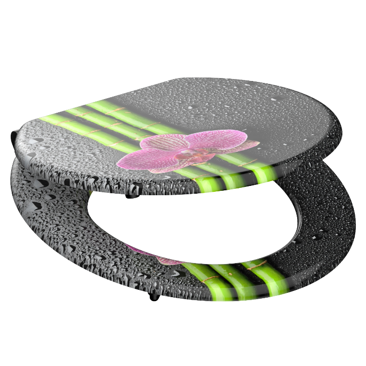 Mönstrad toalettsits universal med trĂ€kĂ€rna - BĂTTRE. CC-mĂ„tt: 130-185mm LĂ€ngd: 425-475mm Bredd: 375mm.