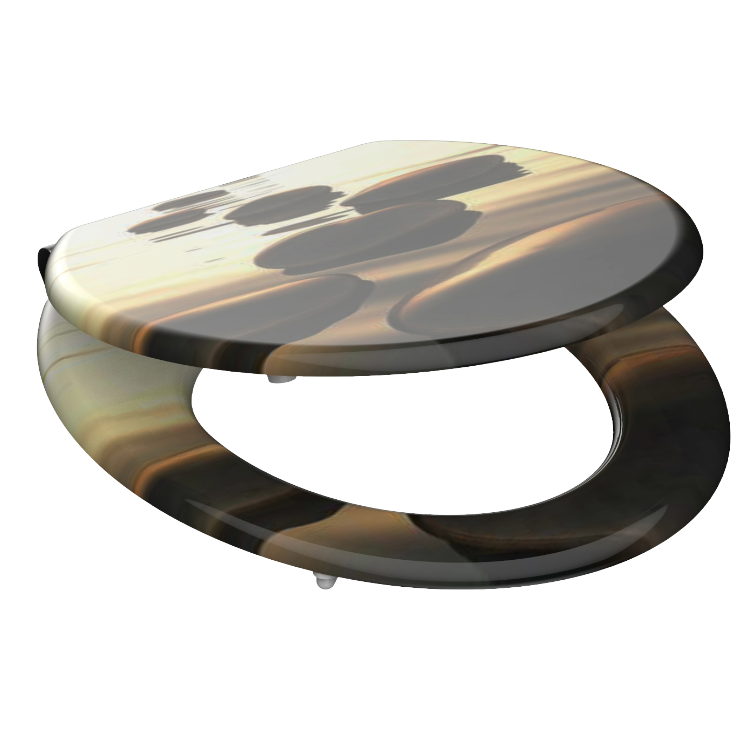 Mönstrad toalettsits universal med trĂ€kĂ€rna - BĂTTRE. CC-mĂ„tt: 130-185mm LĂ€ngd: 425-475mm Bredd: 375mm.