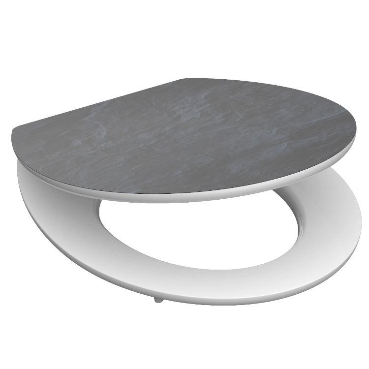 Högblank mönstrad toalettsits universal med trĂ€kĂ€rna - BĂTTRE. CC-mĂ„tt: 130-185mm LĂ€ngd: 425-475mm Bredd: 370mm.