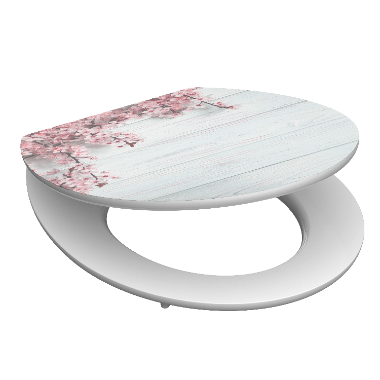 Högblank mönstrad toalettsits universal med trĂ€kĂ€rna - BĂTTRE. CC-mĂ„tt: 130-185mm LĂ€ngd: 425-475mm Bredd: 370mm.