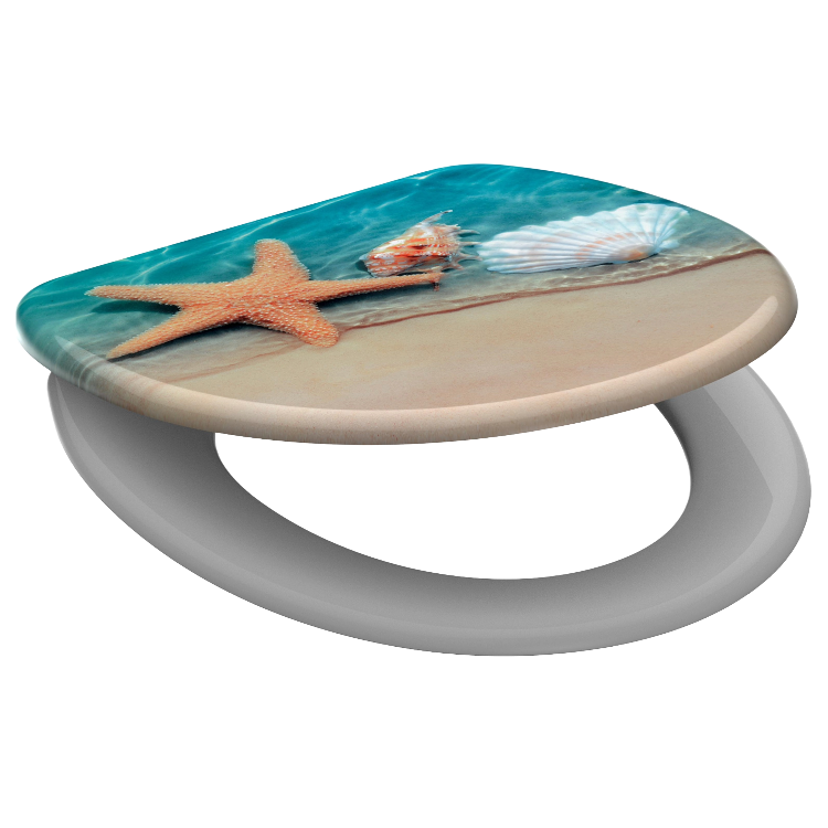 Mönstrad toalettsits universal i Duroplast - BĂTTRE. CC-mĂ„tt: 125-210mm LĂ€ngd: 425-435mm Bredd: 373mm.