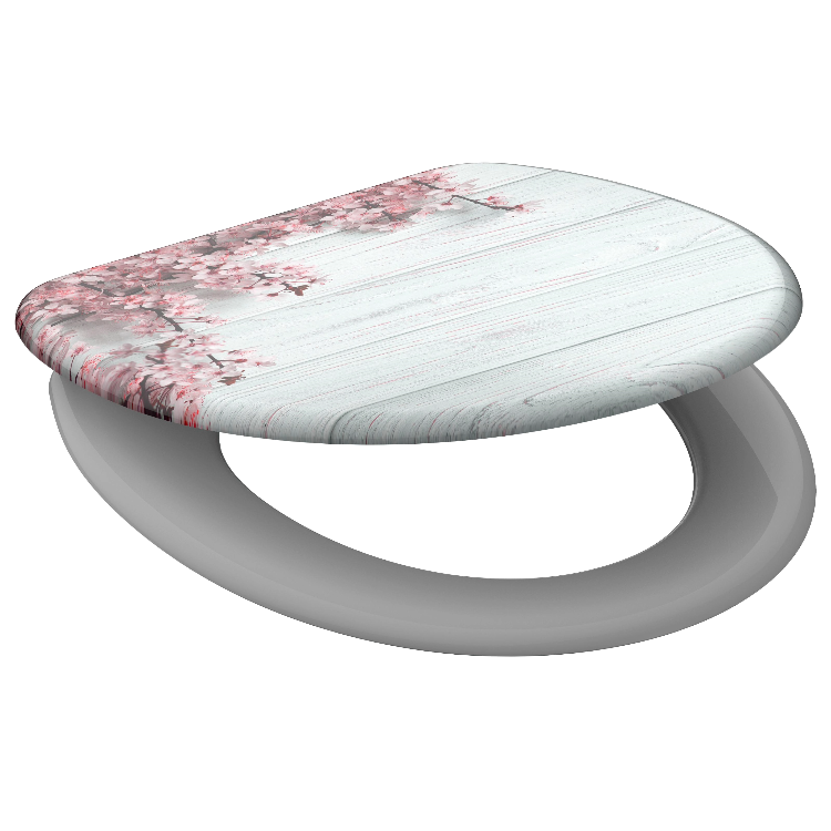 Mönstrad toalettsits universal i Duroplast - BĂTTRE. CC-mĂ„tt: 125-210mm LĂ€ngd: 425-435mm Bredd: 373mm.