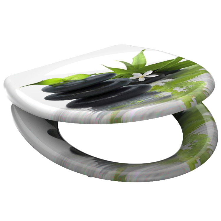 Mönstrad toalettsits universal i Duroplast - BĂST. CC-mĂ„tt: 90-190mm LĂ€ngd: 405-460mm Bredd: 375mm.