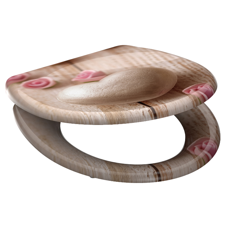 Mönstrad toalettsits universal i Duroplast - BĂST. CC-mĂ„tt: 90-190mm LĂ€ngd: 405-460mm Bredd: 375mm.