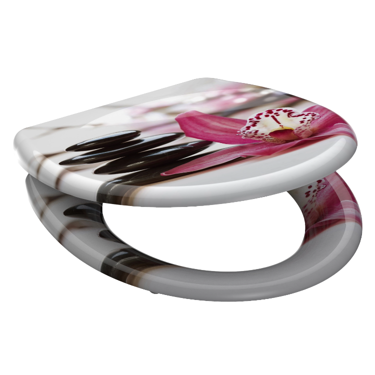 Mönstrad toalettsits universal i Duroplast - BĂST. CC-mĂ„tt: 90-190mm LĂ€ngd: 405-460mm Bredd: 375mm.