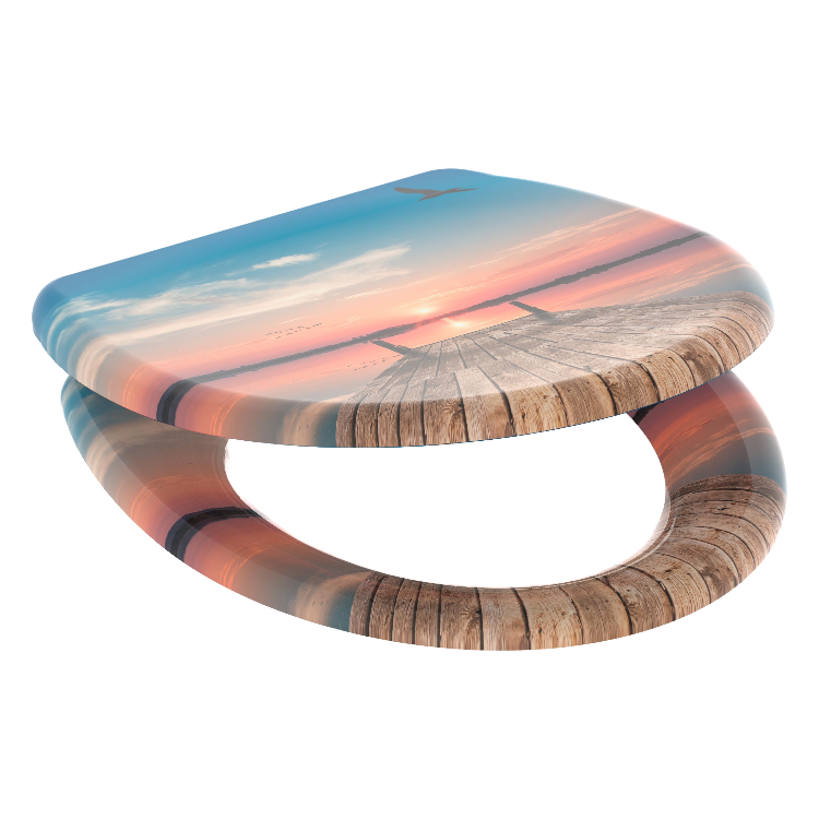 Mönstrad toalettsits universal i Duroplast - BĂST. CC-mĂ„tt: 90-190mm LĂ€ngd: 405-460mm Bredd: 375mm.