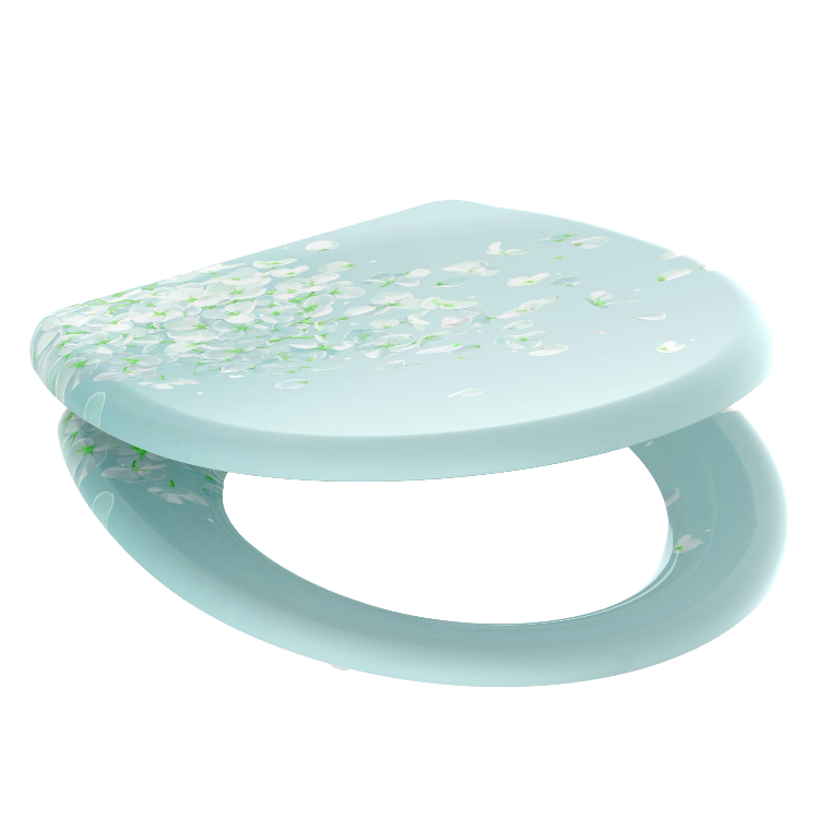 Mönstrad toalettsits universal i Duroplast - BĂST. CC-mĂ„tt: 90-190mm LĂ€ngd: 405-460mm Bredd: 375mm.