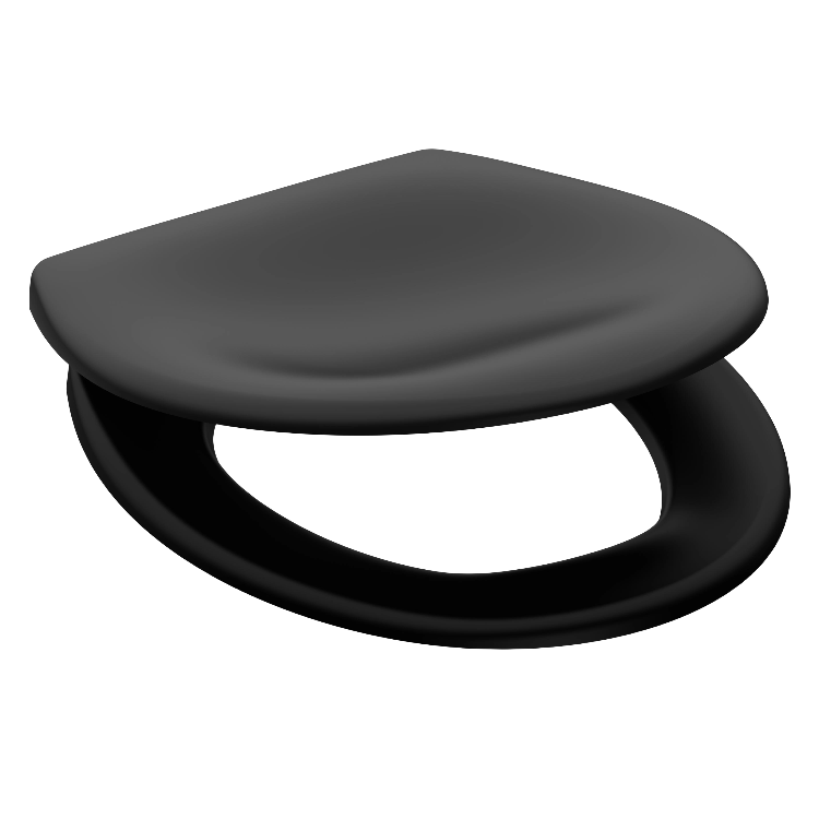 Mattsvart toalettsits universal i Duroplast - BĂST. CC-mĂ„tt: 89-191mm LĂ€ngd: 415-455mm Bredd: 371mm.