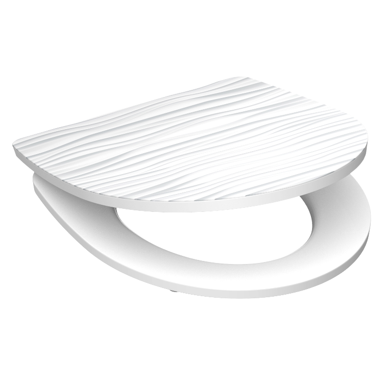 Högblank mönstrad toalettsits universal i Duroplast - BĂST. CC-mĂ„tt: 90-190mm LĂ€ngd: 435-490mm Bredd: 374mm.