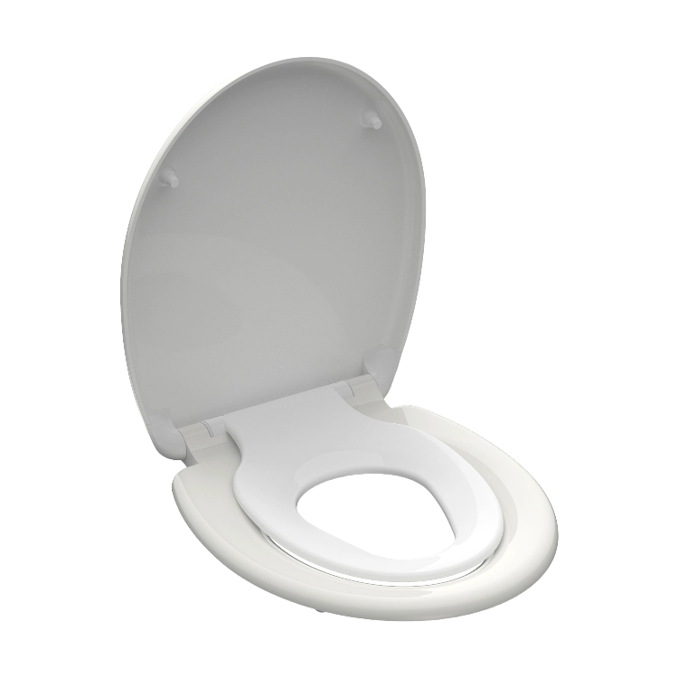 Vit toalettsits universal anpassad för barn - BĂST. CC-mĂ„tt: 90-190mm LĂ€ngd: 415-455mm Bredd: 371mm.