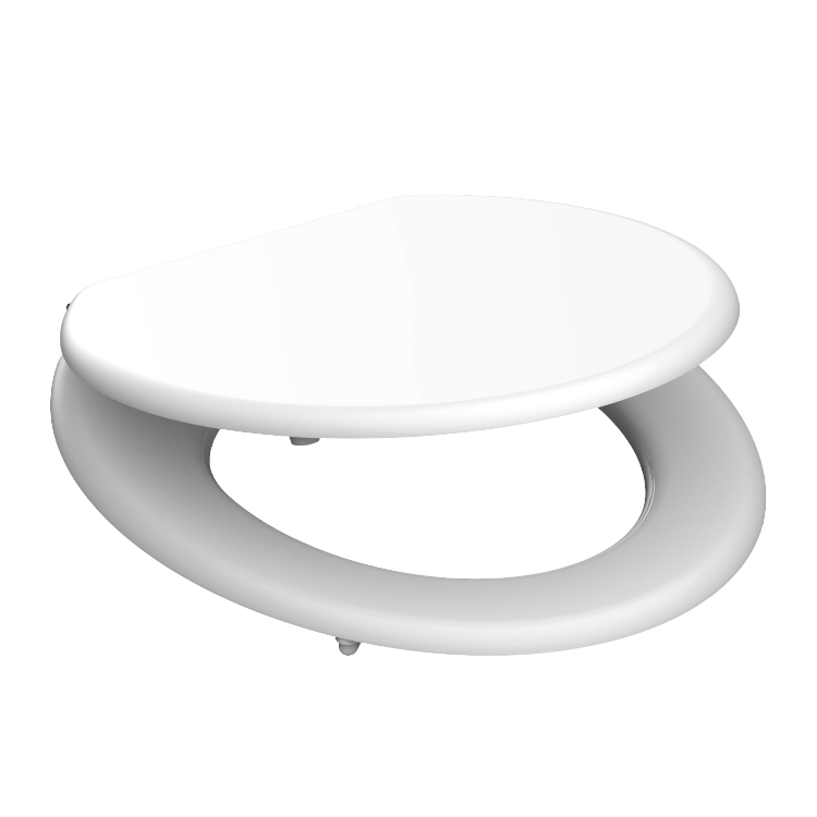 Vit toalettsits universal med trÀkÀrna - BRA. CC-mÄtt: 130-180mm LÀngd: 430-455mm Bredd: 380mm.