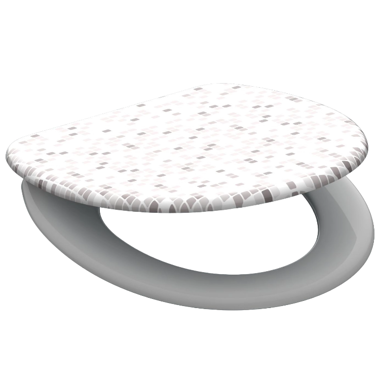 Mönstrad toalettsits universal i Duroplast - BĂTTRE. CC-mĂ„tt: 125-210mm LĂ€ngd: 445mm Bredd: 372mm.