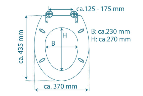 Mönstrad toalettsits universal med träkärna - BRA. CC-mått: 125-175mm Längd: 430-455mm Bredd: 370mm.