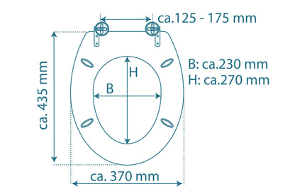 Mönstrad toalettsits universal med träkärna - BRA. CC-mått: 125-175mm Längd: 435mm Bredd: 370mm.