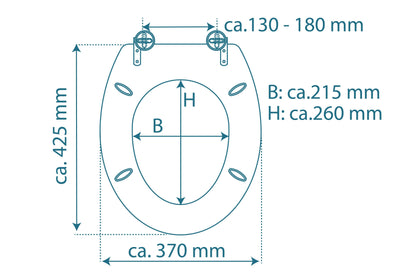 Toalettsits för vägghängd toalett - BRA. CC-mått: 130-180mm Längd: 425-455mm Bredd: 370mm.