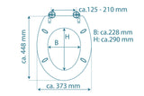 Mönstrad toalettsits universal i Duroplast - BÄTTRE. CC-mått: 125-210mm Längd: 425-435mm Bredd: 373mm.