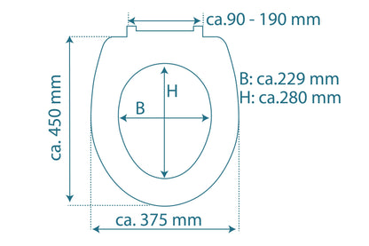 Vit toalettsits för vägghängd toalett - BÄST. CC-mått: 90-190mm Längd: 450mm Bredd: 375mm.