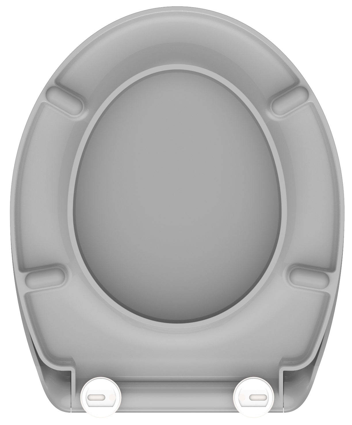 Grå toalettsits universal i Duroplast - BÄST. CC-mått: 90-190mm Längd: 450mm Bredd: 375mm.