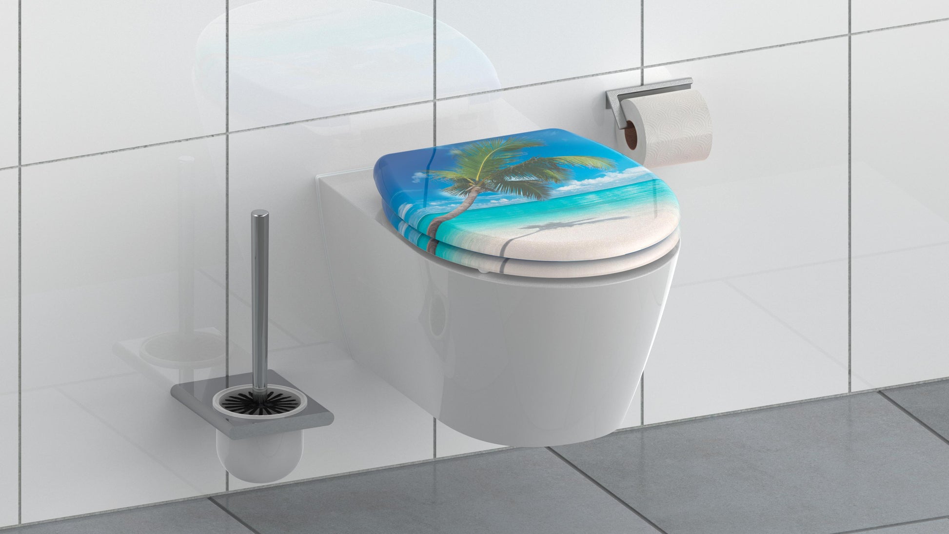 Mönstrad toalettsits universal i Duroplast - BÄST. CC-mått: 90-190mm Längd: 450mm Bredd: 375mm.
