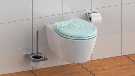 Mönstrad toalettsits universal i Duroplast - BÄST. CC-mått: 90-190mm Längd: 405-460mm Bredd: 375mm.