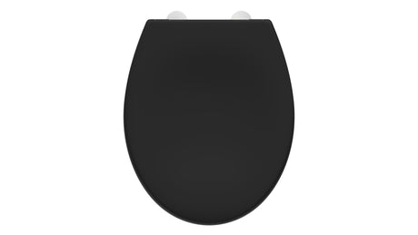 Mattsvart toalettsits universal i Duroplast - BÄST. CC-mått: 89-191mm Längd: 415-455mm Bredd: 371mm.