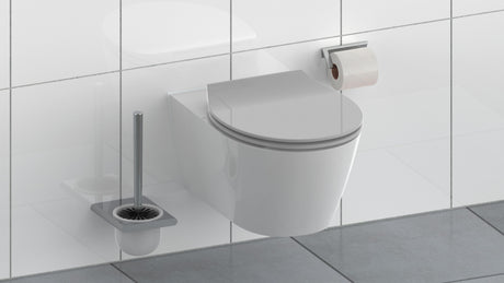 Grå slimmad toalettsits universal i Duroplast - BÄST. CC-mått: 70-190mm Längd: 415-455mm Bredd: 380mm.