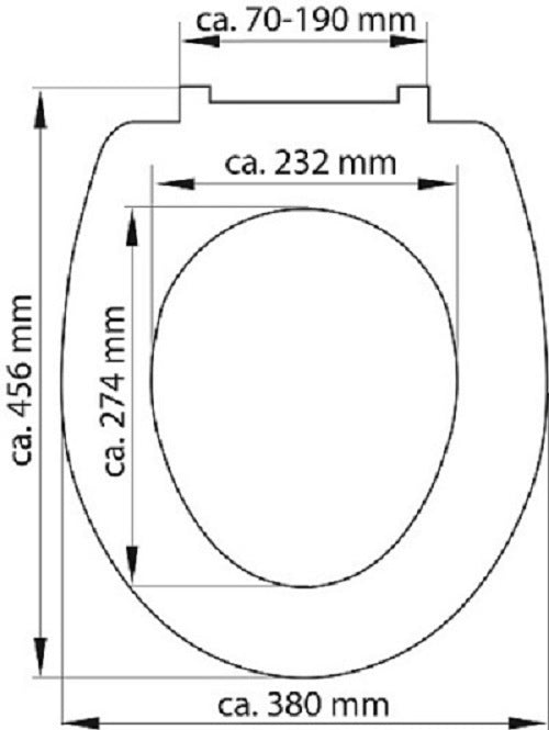 Svart slimmad toalettsits universal i Duroplast - BÄST. CC-mått: 70-190mm Längd: 456mm Bredd: 380mm.