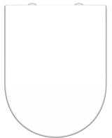 Vit toalettsits D-formad universal i Duroplast - BÄST. CC-mått: 90-190mm Längd: 425-480mm Bredd: 345mm.